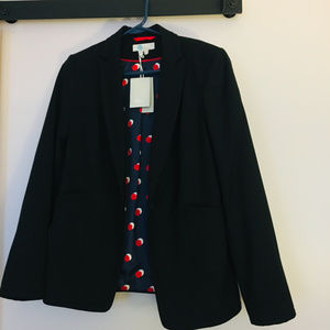 Boden Blazer - Black with Navy Polka Dot Lining